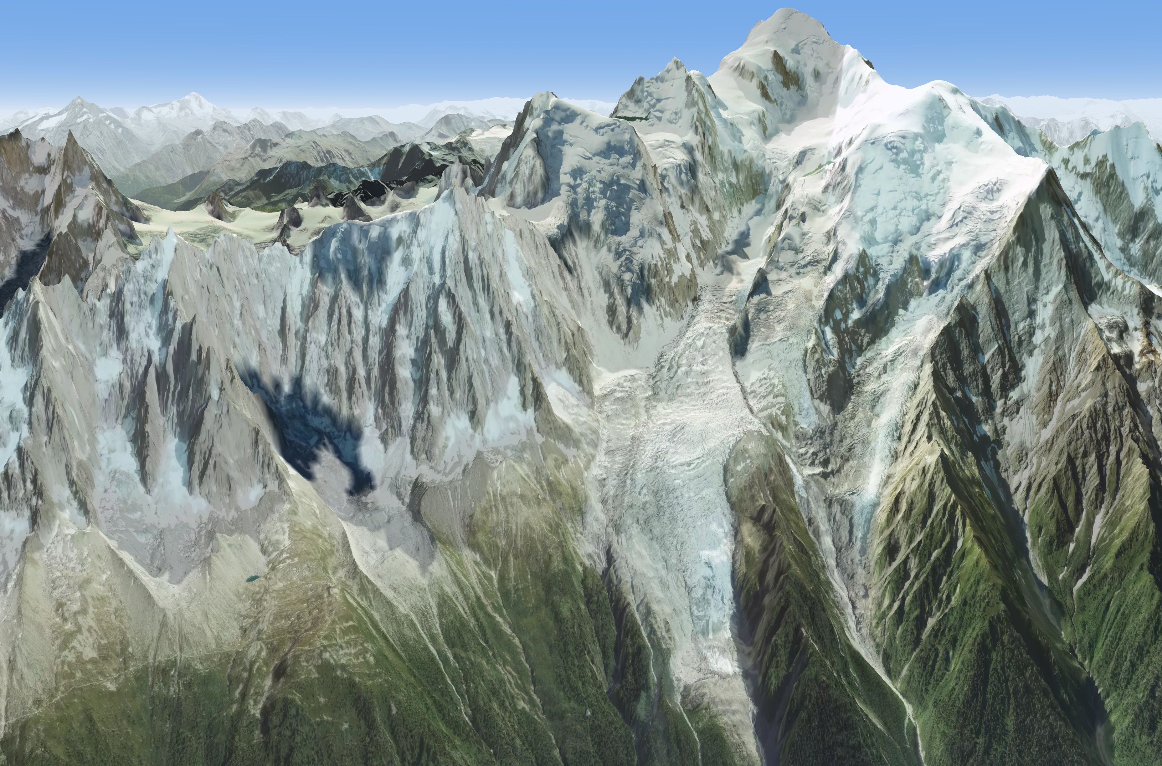 Le même secteur en fond 3D Satellite